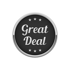 Silver black great deal round badge, banner 