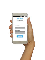 Mobile banking concept isolated on white background