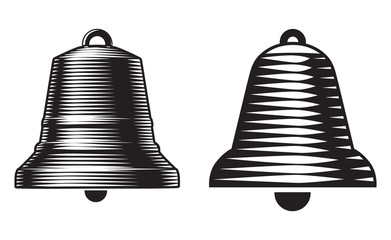 Engraving style bells signs illustration. vector