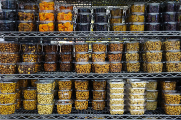 Delicious dried fruit snacks ready to purchase in a supermarket