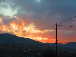 Orange Purple clouds at sunrise