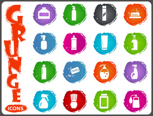 Household chemicals icons set