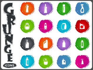 Household chemicals icons set