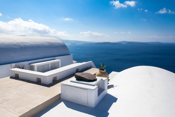 Santorini, Grecja, Oia - Luksusowy Resort z widokiem na morze  - obrazy, fototapety, plakaty