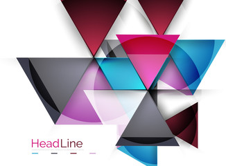 Colorful triangles on white background