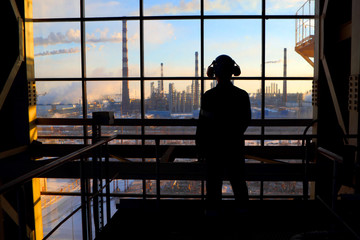 Silhouette of a worker.Industrial business.