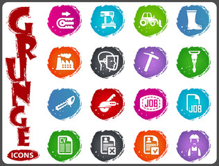 Job search icons set in grunge style