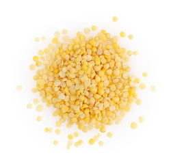 Yellow lentil isolated on white background with clipping path