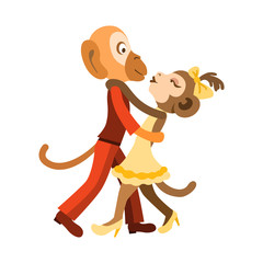 Two funny monkeys dancing salsa