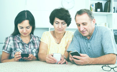 Relatives using mobile phones