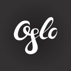 handwritten word Oslo, vector illustration