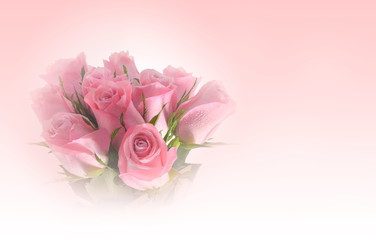 Beautiful bouquet of pink roses flower made with color filters