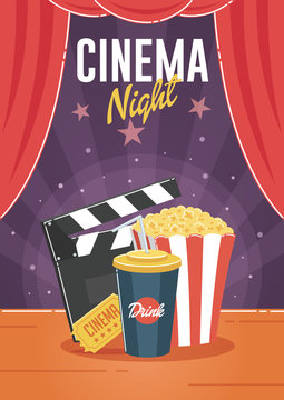 Cinema Night. Can be used for flyer, poster, banner, ad, and website background.