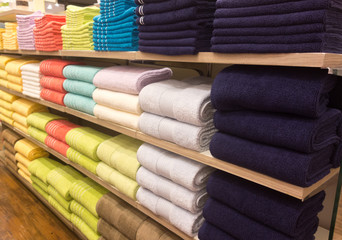 Fototapeta na wymiar towels on shelves