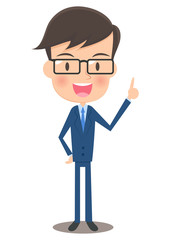 男性会社員　指差し　説明