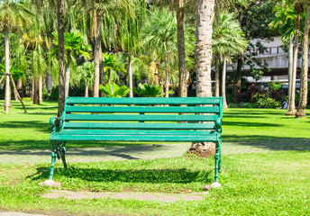green bench in the park