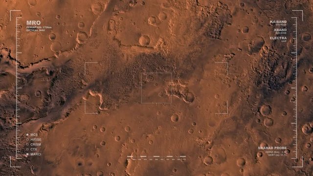 MRO mapping flyover of western section of Margaritifer Sinus Region, Mars. Clips loops and is reversible. Scientifically accurate HUD. Data: NASA/JPL/USGS