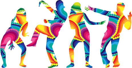 Dancing people silhouettes. Abstract background.