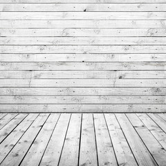 Interior,  white wooden floor and wall