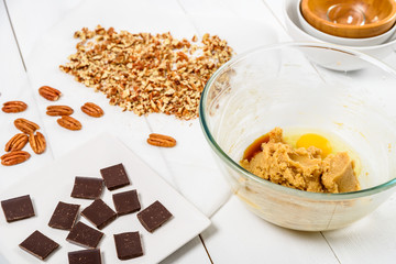 Dark Chocolate Pieces and Pecan Nuts Used In Cooking Pecan Chocolate Cookies Recipe