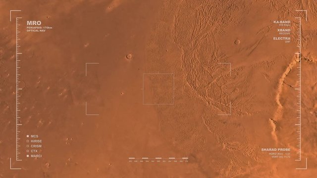 MRO mapping flyover of eastern section of Amazonis Region, Mars. Clips loops and is reversible. Scientifically accurate HUD. Data: NASA/JPL/USGS