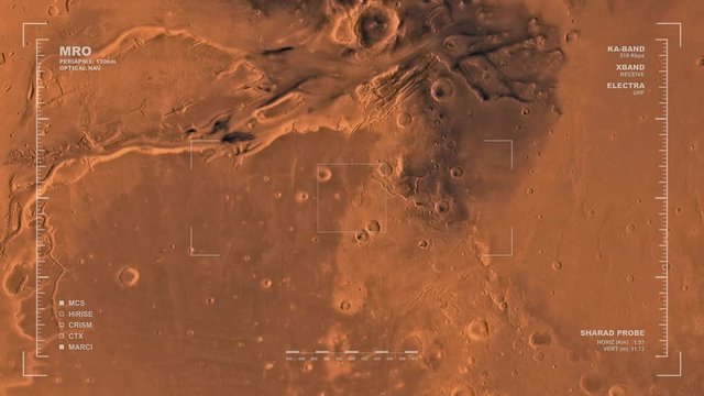 MRO mapping flyover of eastern section of Lanae Palus Region, Mars. Clips loops and is reversible. Scientifically accurate HUD. Data: NASA/JPL/USGS