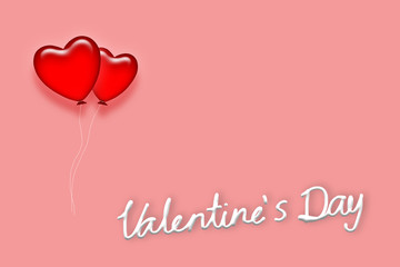 Red Heart balloon in Valentine's day concept on pink sweet background