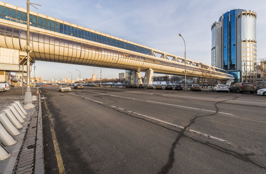 The Bagration bridge and Tower 2000 business center Moscow-city.
