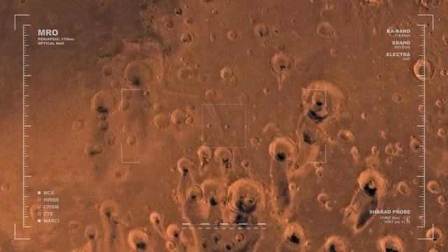 MRO mapping flyover of eastern section of Oxia Palus Region, Mars. Clips loops and is reversible. Scientifically accurate HUD. Data: NASA/JPL/USGS