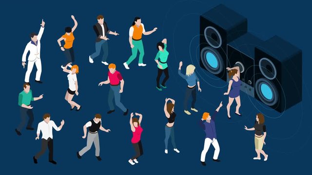 Dancing people with stereo system video animation footage