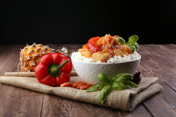 Sweet and Sour Chicken on Rice