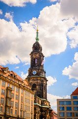 Fototapeta na wymiar Kreuzkirche or Church of the Holy Cross in old Dresden, Saxony, Germany