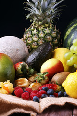 Fresh fruits.Mixed fruits background.Healthy eating, dieting, love fruits.