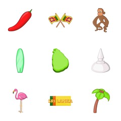 Symbols representing Sri Lanka icons set