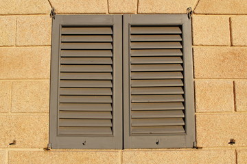 Closed wooden shutter