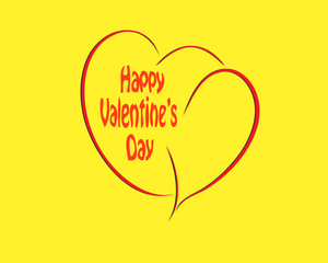 Happy Valentine's Day. Template for your design. Yellow background. Vector illustration .