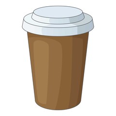 Paper cup of coffee icon, cartoon style