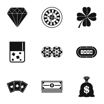 Casino icons set, simple style
