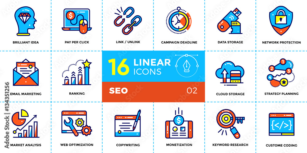 Poster vector collection of line icons for new business. high quality modern pictograms for mobile concepts
