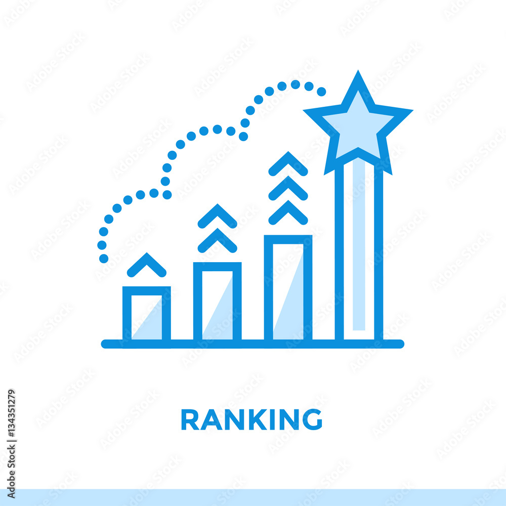 Poster linear ranking icon for startup business. pictogram in outline style. vector flat line icon suitable