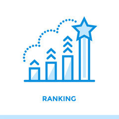 Linear ranking icon for startup business. Pictogram in outline style. Vector flat line icon suitable for mobile apps, websites and presentation