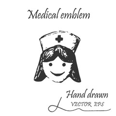 Woman doctor icon. This emblem is drawn with a pencil.