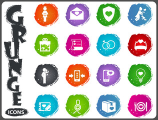 Valentine day icons set in grunge style