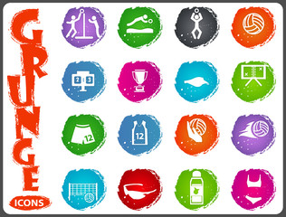 Volleyball icon set in grunge style