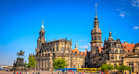 Fototapeta na wymiar Dresden Cathedral of the Holy Trinity or Hofkirche, Dresden Castle in Dresden, Saxony, Germany