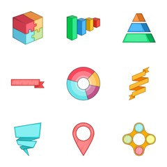 Business chart icons set, cartoon style