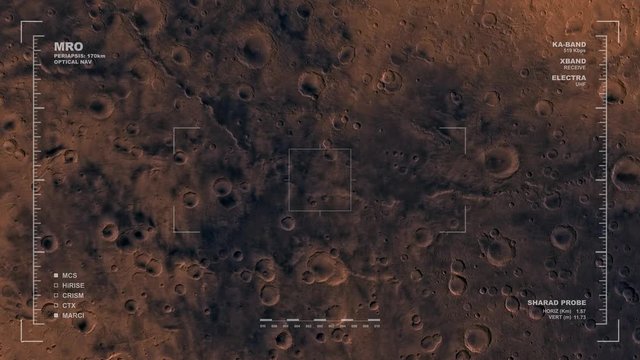 MRO mapping flyover of eastern section of Iapygia Region, Mars. Clips loops and is reversible. Scientifically accurate HUD. Data: NASA/JPL/USGS