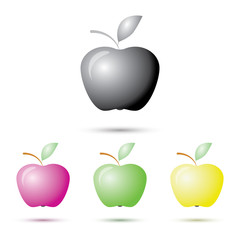 Apple with leaf set vector illustration