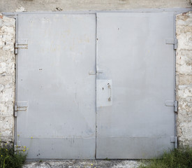 old metal warehouse door, hangar, high resolution photo