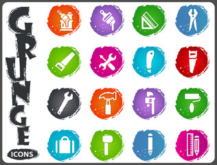 Work tools icons set in grunge style